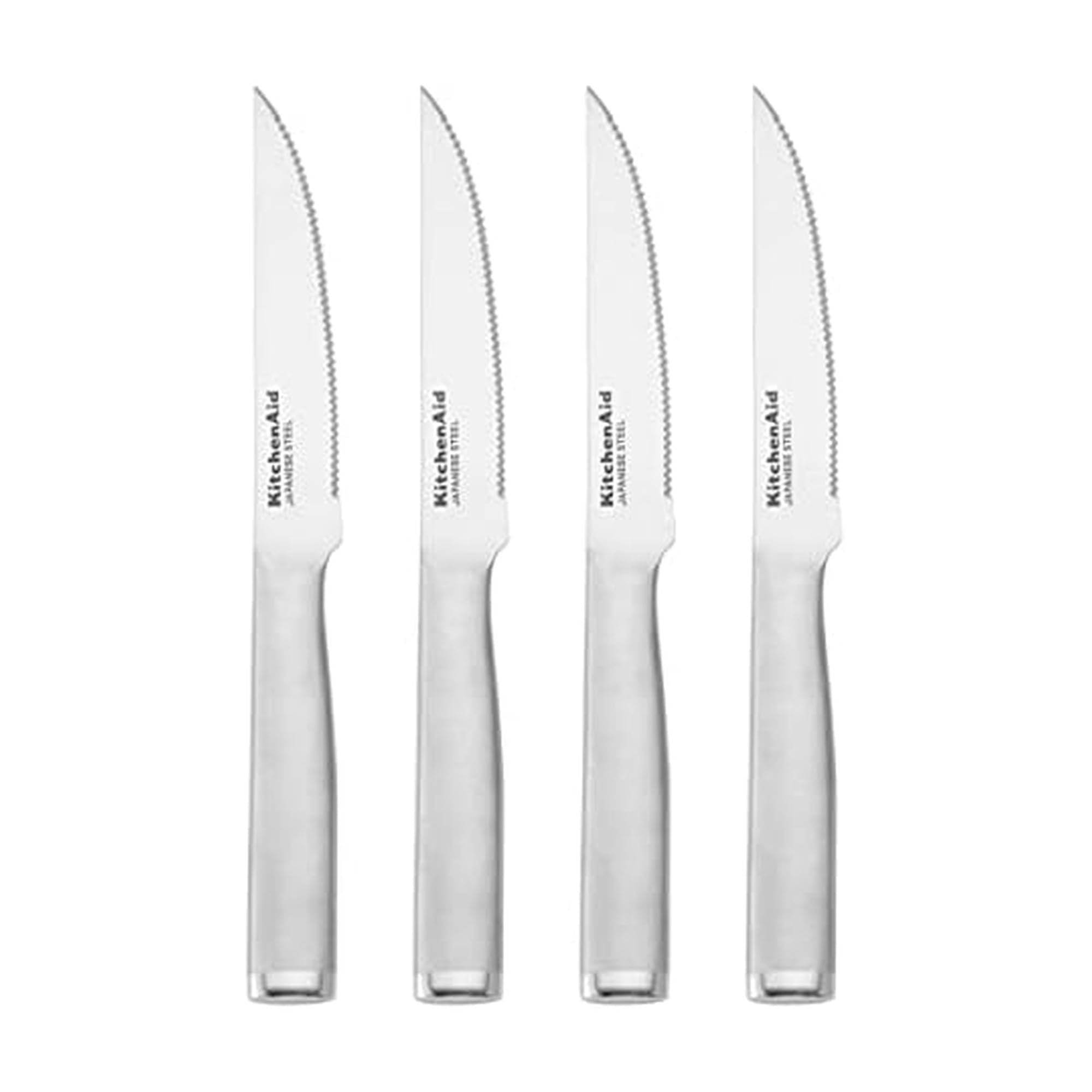 KitchenAid Gourmet Forged Steak Knife Set, High Carbon Japanese Stainless Steel, 4-Pack, Brushed