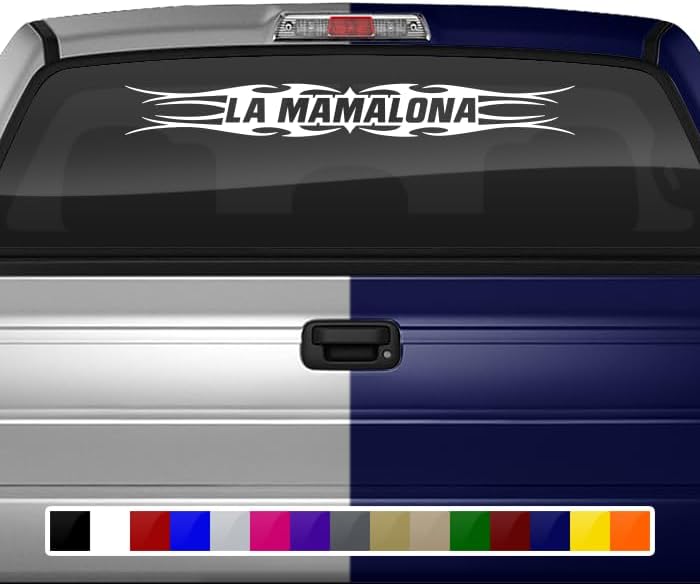 LA MAMALONA Decal Sticker Windshield Window Vinyl Graphic Banner Rear Back Car Truck SUV Vehicle Calcomanía Troca Carro Tribal Flame 36"x4.25"+