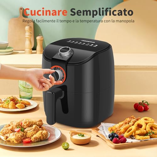 Friggitrice ad aria, 4L, Air fryer per uso domestico da 1500W con Circolazione Rapida dell'Aria, Timer da 30 minuti, Temperatura Regolabile, Nero - Aigostar - immagine 3