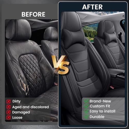 Image of Car Seat Covers Custom Fit Kia Telluride 2020-2026, Waterproof Nappa Leather Car Seat Protector, Breathable Car Seat Cushion, Seat Covers for Car(2 Seats Luxury /Black)