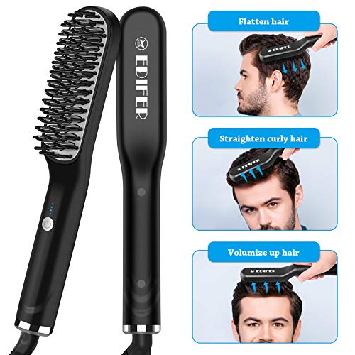 Beard Straightener, 2 in 1 Beard Straightener for Men, Anti-Scald Hair Style & Beard Straightener Brush, Portable Beard Straightener Comb with 3 Temperatures & Quick Electric Heated - Thumbnail 6