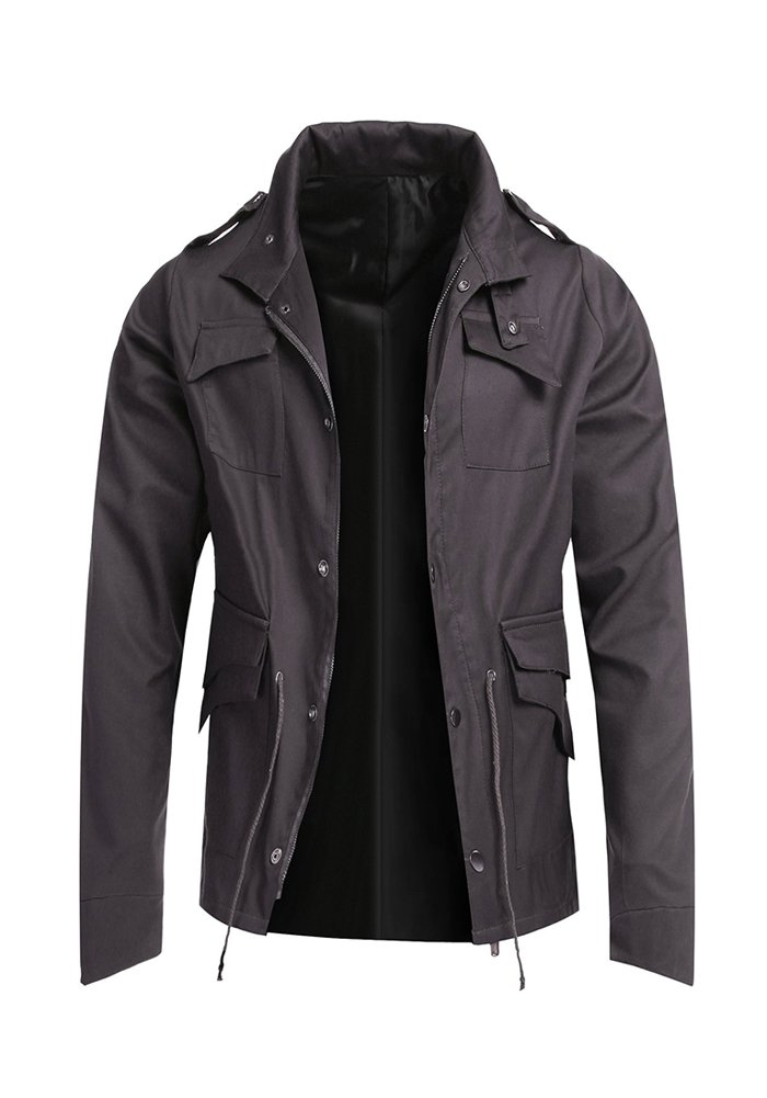 Men's Fashion New Military Casual Jacket Zip Button Coat