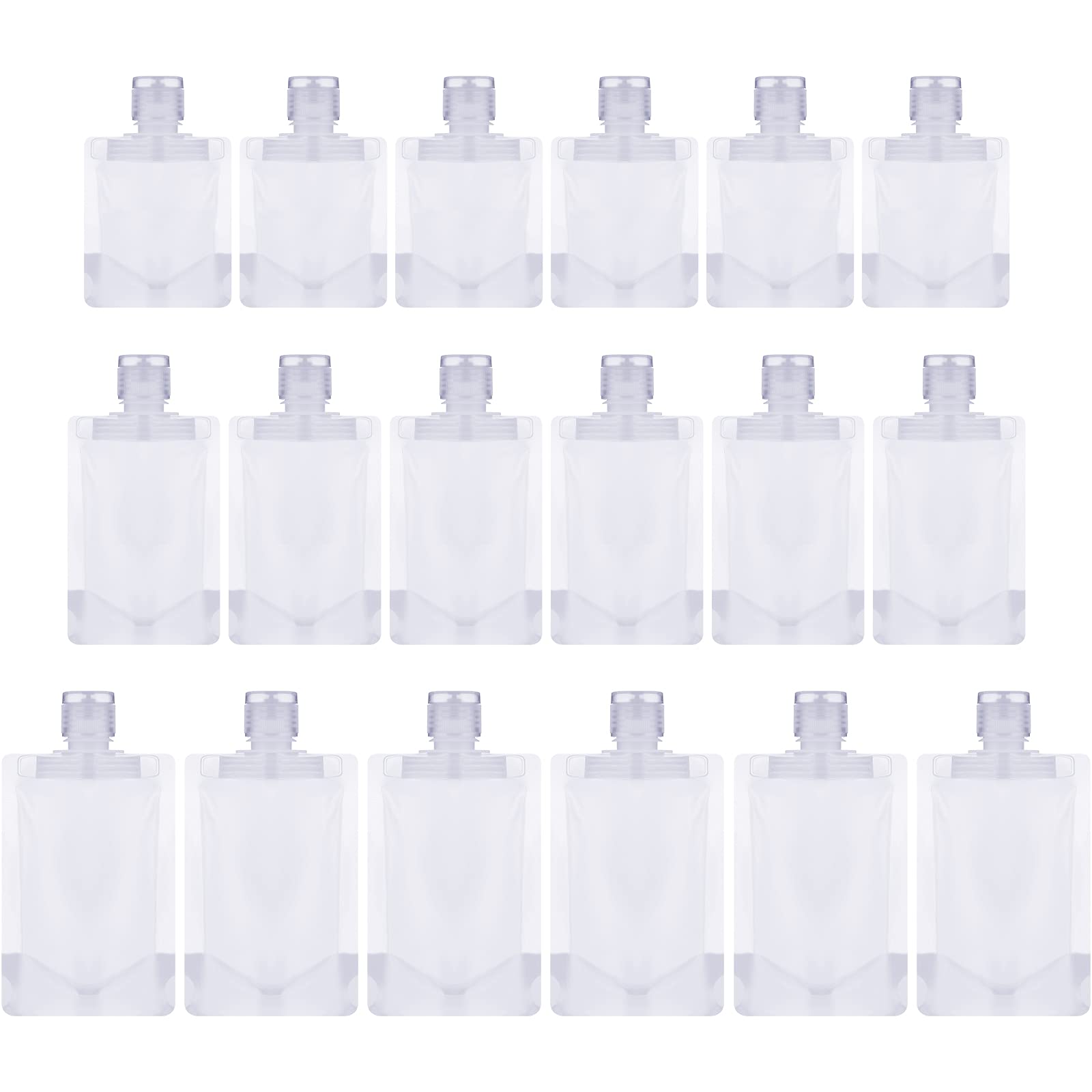 Outus 18 Pcs Travel Pouches for Toiletries Travel Size Portable Containers Liquid Containers Leak Proof Fluid Makeup Packing Bag with Spout for
