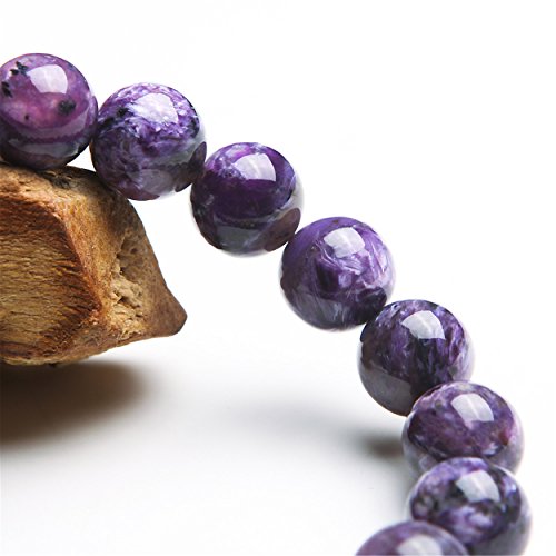 Charoite 12 mm bracelet extensible en perles naturelles pour apaiser l'esprit stressé - 2