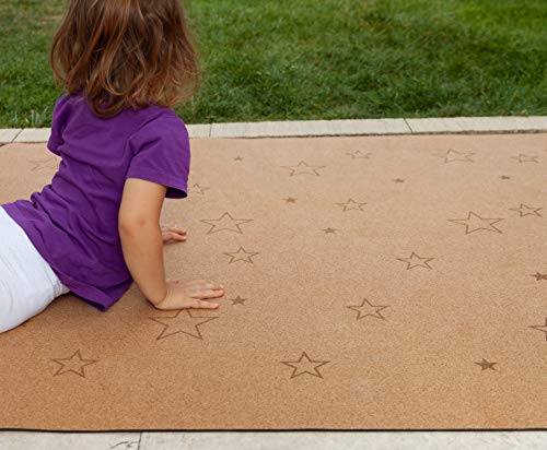 Speelkleed voor kinderen, baby's en peuters, gemaakt van kurk en rubber, Stars 140x110cm, anti-allergeen en antislip, kruipmat gemaakt van natuurlijke materialen, inclusief draagtas - Afbeelding 4
