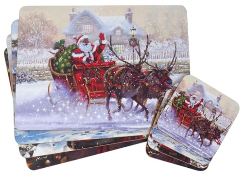 Image of Santa Christmas Dinner Matching Placemats & Coasters - Set of 4