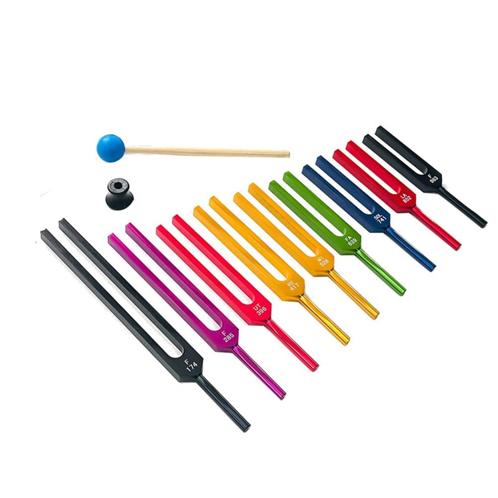 Nagoyuki 9 Piezas de Coloridos Diapasones de AleacióN de Aluminio, Diapasones para Terapia, Terapia de Voz, Color Negro, 500396045A3