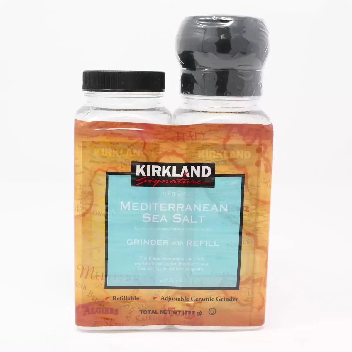 RKBROTHERSKirkland Signature Mediterranean Sea Salt Grinder with Refill, 737g, 2 Pack