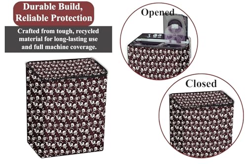 Image of The Furnishing Tree Polyester Waterproof Semi Automatic Washing Machine Cover Suitable for LG 9 Kg, 9.5 Kg & 10 Kg, Dimension DxWxH In Cms: ( 53.3x89x99 ), Floral Pattern Brown