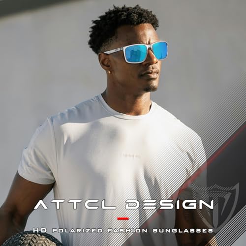 Image of ATTCL Men's Polarized Sunglasses UV400 Protection, Square TR90 Frame for Driving, Golf, and Outdoor Activities
