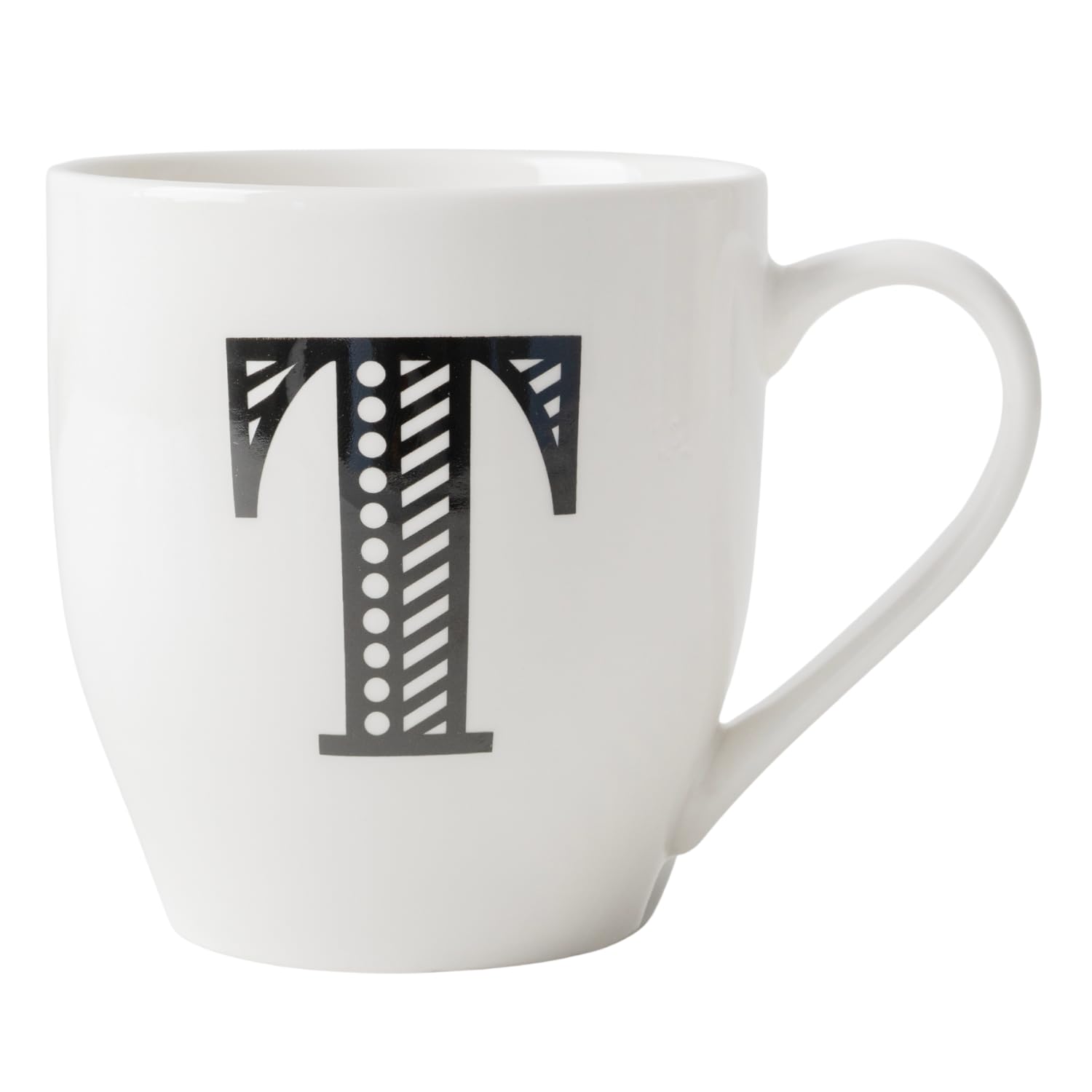 FabFinds Hugga Mug with Initials Classic Black and White Ceramic Large Gift Coffee Cups (H11cm X W11cm) (Approx.) (T) — image 1