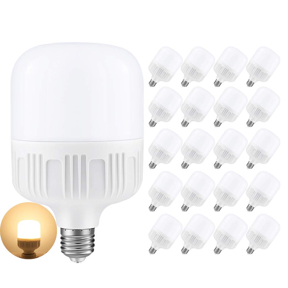 Mengjay 20er Pack E27 LED Lampe, 36W Entspricht 350W Glühlampe, 3600LM,Nicht Dimmbar,Warmweiß 2700K-3000K, LED Energiesparlampe