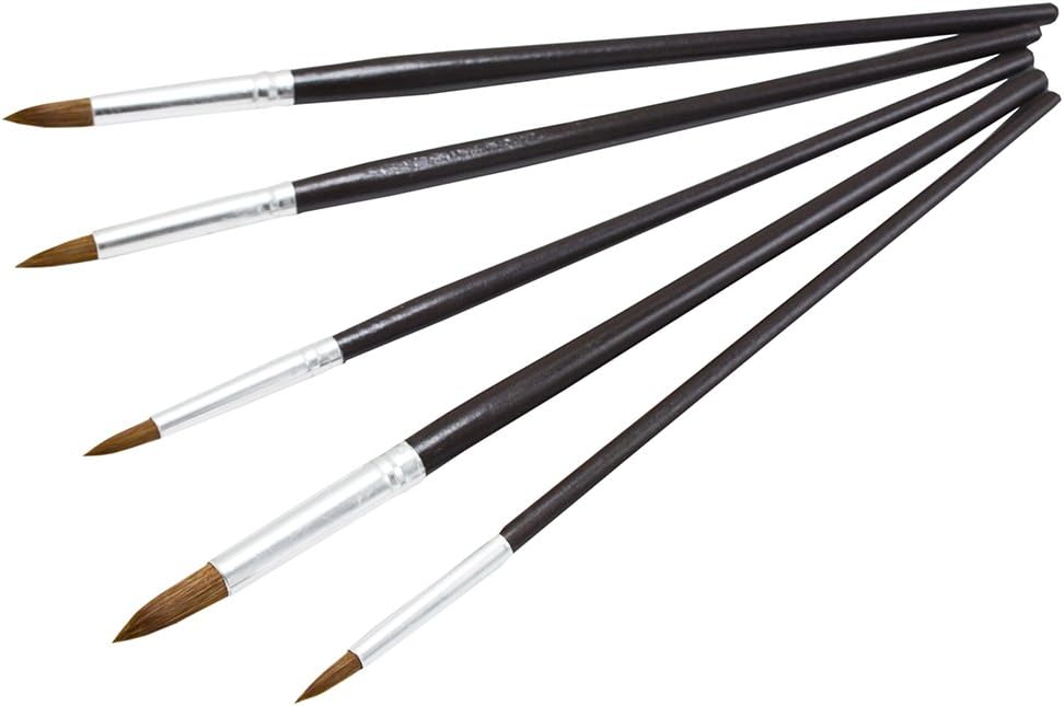 ZHOUXINXING 5Pcs/Set,Horse Hair Brown Wood Short Rod Gouache Hook line Brush Pen