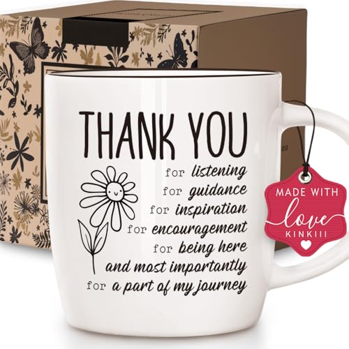 Kinkiii Thank You for Being Part of My Journey Coffee Mug Gifts for friends Women Man, Thank You Coffee Mug for friend, Teacher, Coworker, Boss, Mentor, Birthday, Retirement Present for Friends，13 Oz