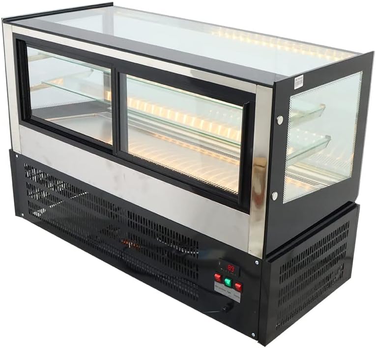 Commercial Refrigerated Cake Display Cabinet,Desktop Patisserie Showcase, 180L Commercial Display Refrigerator with Digital Temp Control & LED Lighting, 220V, 315W