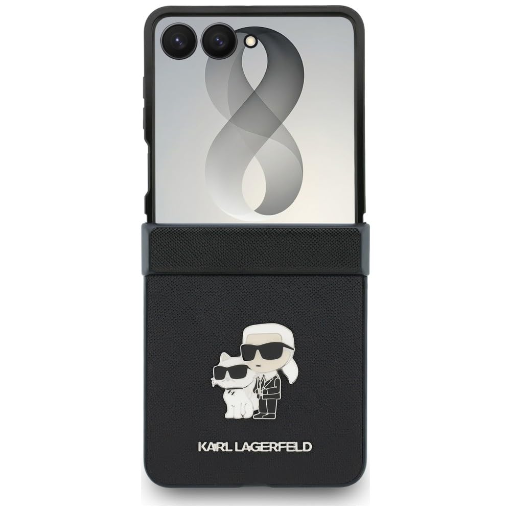 CG MOBILE Karl Lagerfeld Saffiano Karl&Choupette Pin - Custodia per Samsung Galaxy Z Flip8 (nero)