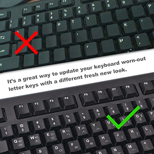 [2Pcs Pack] Forito Korean Keyboard Stickers On Non Transparent Black Background Black Background With White Lettering For Computer, Each Unit Size: (Width) 0.43” X (Height) 0.51” (Matte) #TOP2