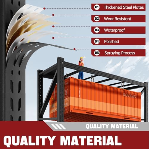 Image of RAVIGIN 3000LBS Storage Shelves,40 inch W Garage Shelving Heavy Duty Metal Adjustable Garage Shelves, Shelving Units Industrial Shelving for Warehouse,40 inch W x 20 inch D x 60 inch H,Black