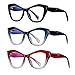 bullabulling 3Pack Oversized Oprah Style Reading Glasses For Women Men Spring Hinges Blue Light Blocking Computer Readers (black/blue/red, 2.0)