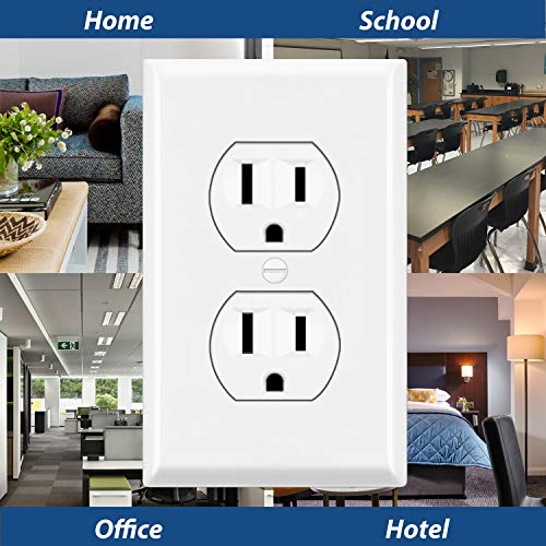 image for 12 Pack - ELECTECK 15A Duplex Receptacle Outlet with Wall Plate, Non-T