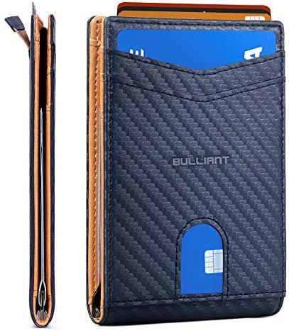 BULLIANT Slim Wallet Front Pocket, Money Clip Minimal Bifold Wallet For Men 10 Cards 3.1"x4.5",Pull-tap Access,RFID Blocking