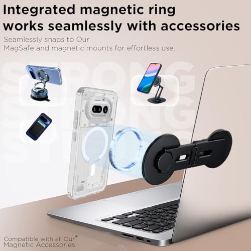 Image of RIGGEAR Shockproof Clear Hybrid Armor Magnetic Back Cover Case Compatible with MagSafe Accessories for Nothing Phone 4a 5G (Transparent PC and TPU Bumper)