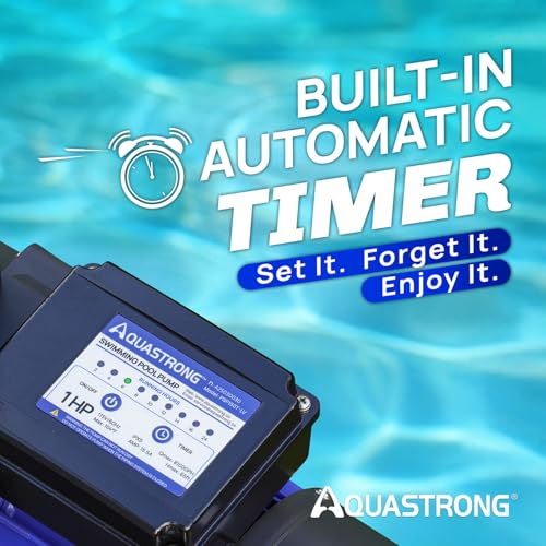Image of AQUASTRONG 18in Sand Filter Pump with Timer, 1 HP, 6100 GPH Pool Pumps for Pools Up to 20000 GAL, Pool Filter With 6-Way Valve, Improved Circulation and Filtration