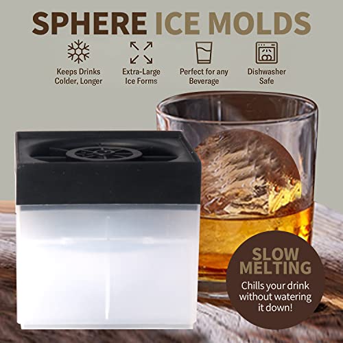 Ice Ball Maker(4-Pack) - Ice Molds For Whiskey，Silicone Freezer Press Ice Ball Maker Mold For Large Round Craft Whisky Ice Balls - Bourbon, Scotch, Old Fashioned, Cocktail Drinks (Black 4-Pack) #TOP2