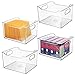 mDesign Juego de 4 cajas de almacenaje con asas integradas – Contenedor transparente para utensilios de cocina y baño o material de oficina – Organizador de escritorio en plástico – transparente