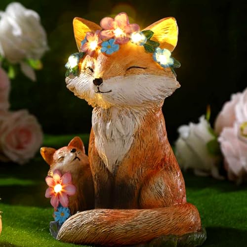Leinuosen Fox Statue With Solar Power Light