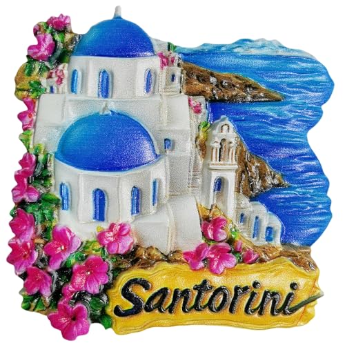 Santorini Grèce Aimant de réfrigérateur de voyage 3D Souvenir Décoration de réfrigérateur Collection artisanale