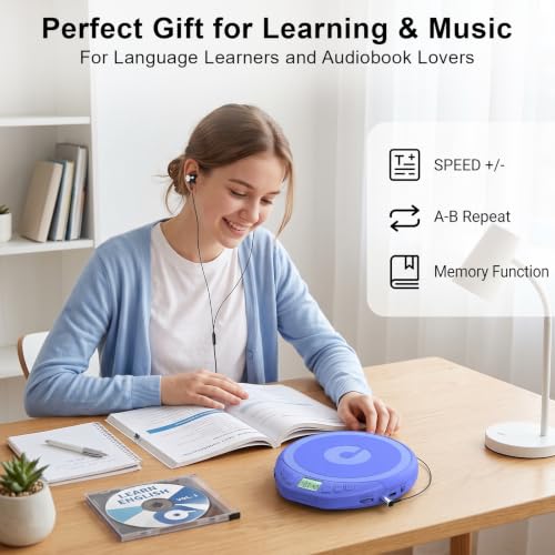 Image of Gueray CD Player Portable with Earphones, CD Discman AUX Cable for Car Home