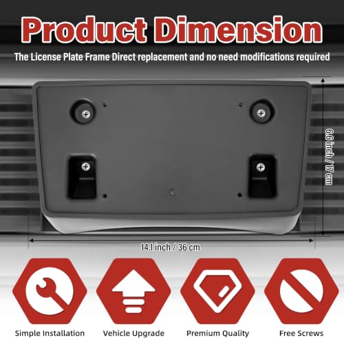 Image of License Plate Bracket Accessories for Chevrolet Chevy Silverado 2500HD 3500HD 2015 2016 2017 2018 2019, Front Bumper License Plate Holder Replacement Frame Black Mount