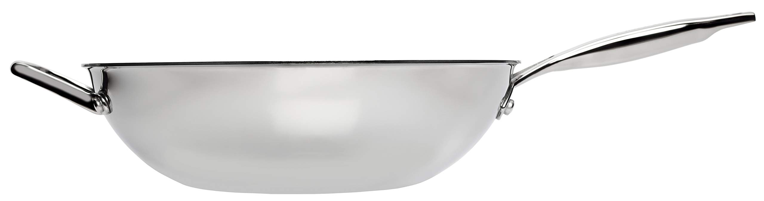 Arcos Serie Forza, Wok, Cuerpo de Triple Fondo, Acero Inoxidable + Aluminio + Acero Inoxidable 28 cm, Mango de Acero Inoxidable, Color Plata, Libre de PFOA