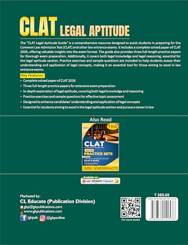 Image of GKP CLAT 2027 Legal Aptitude Guide | Includes Solved Paper of CLAT 2026 | 3 Full-Length Mock Tests | Comprehensive Legal Reasoning & Legal Knowledge for CLAT Preparation