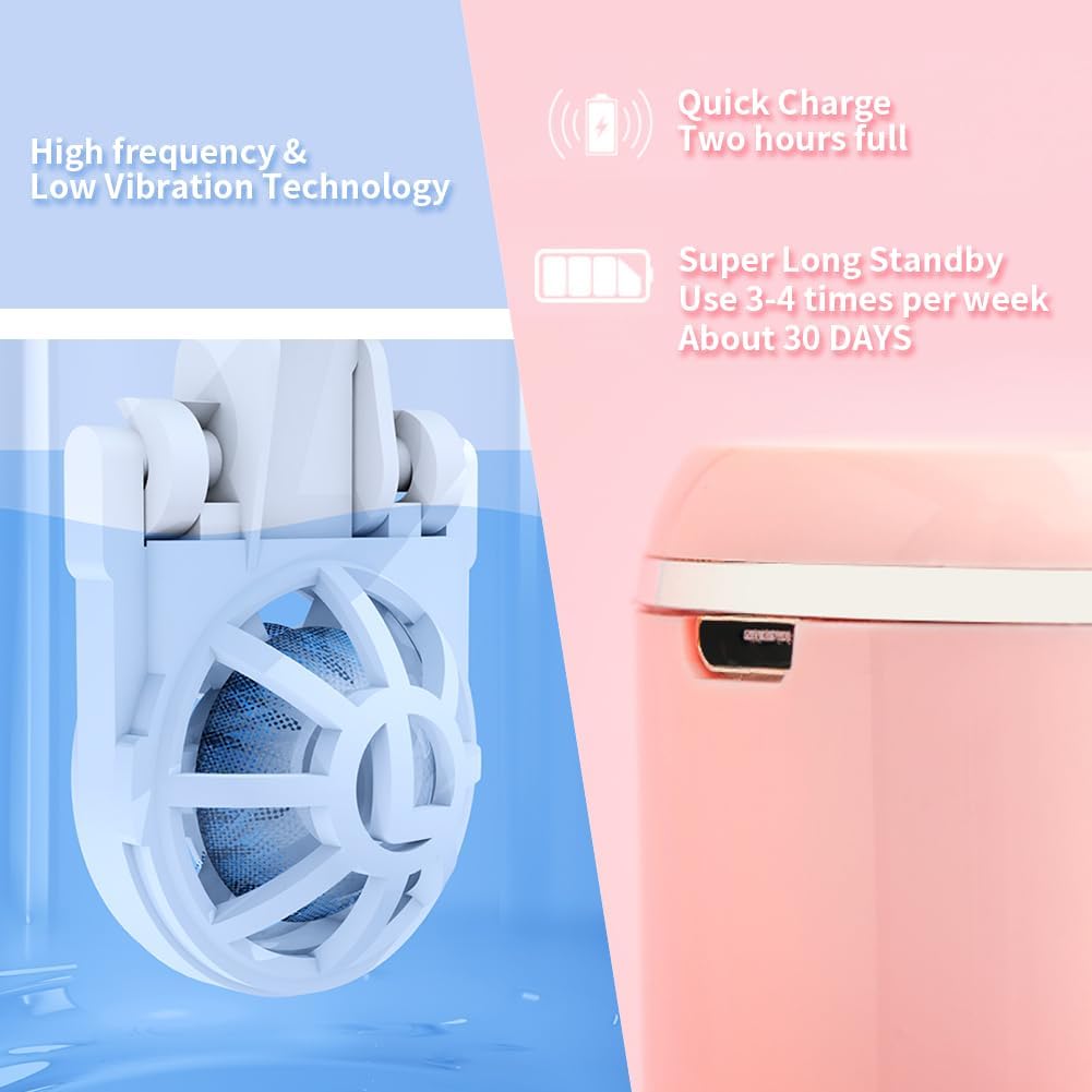 Contact Lens Cleaner, Portable Soft Contact Lens Cleaning Machine with USB Charger, Automatic Vibration Contact Lenses Cleaner Case for Traveling (Pink)