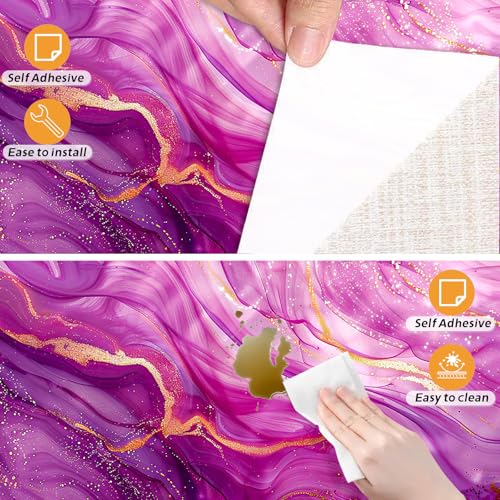 Image of Nuxovilar Pink Purple Marble Wallpaper Peel Stick Vinyl 15.75x39.37