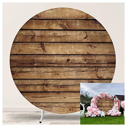 Vbttmp 7x7ft Rustic Wood Round Backdrop Cover Polyester Brown Wood Circle Background for Photography Vintage Wood Texture Wall Round Backdrop Baby Shower Birthday Party Wedding Photo Shoot Studio Prop