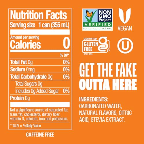 Image of Zevia Zero Sugar Soda, Orange Creamsicle, 12 oz Cans (24-Pack) - Caffeine Free, Naturally Sweetened, No Calorie Soda - Non-GMO Project Verified, Gluten-Free, Vegan