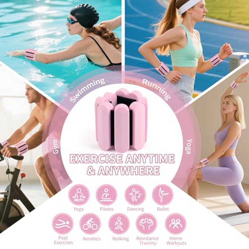 Image of Wrist Weights - Adjustable Ankle Wrist Weights for Women & Men - Set of Weighted Bangles 2 lbs (1 lb Each) | Arm and Leg Weights for Pilates, Yoga, Running & Walking