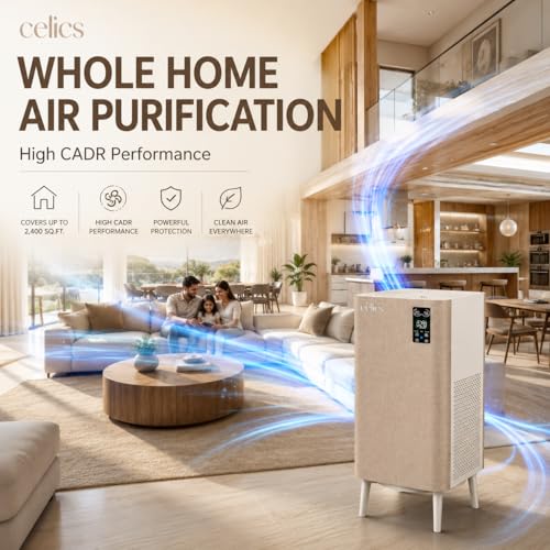 Image of Planet Series Smart Air Purifier | 6-Stage Advanced Filtration with True HEPA-13, UV-C & Ionizer | Covers Up to 2400 Sq Ft, PM2.5 AQI Display | SmartLife App + Remote Control (Cream)