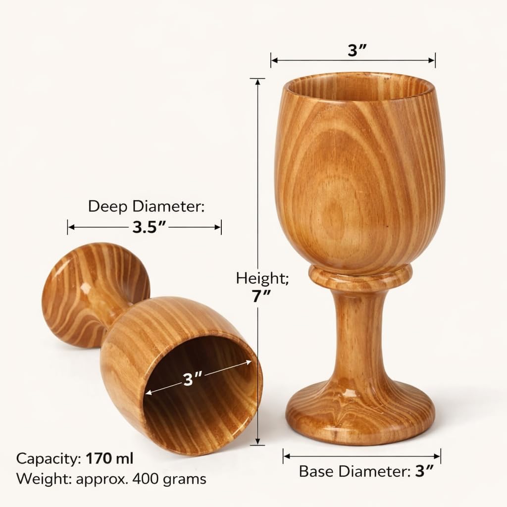collectiblesBuy Antique Wooden Wine Goblets Set of 2 Natural Vibe Rustic Elegance Eco Friendly Heritage Harvest Cups Handcrafted Drinkware for Wine and Beverages