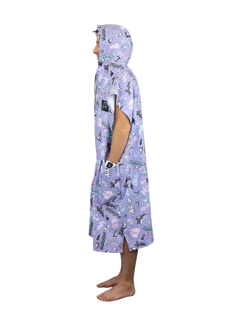 ALL-IN - Poncho de Voyage Travel Poncho - Microfibre 100% Recyclée - Surf, Bain et Plage - Forme Classique Coupe Droite à Capuche - Taille Unique
