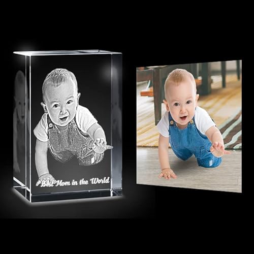 Personalized 3D Crystal Photo, Custom 3D Photo Crystal, Laser Photo Etched Engraved Inside Crystal With Picture Photograph, 3D Glass Picture Cube Gift Idea, 3D Photo Engraved Crystal  With Gift Box #TOP2