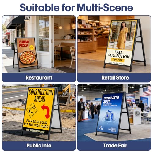 Image of GUOHONG 2Pack A Frame Sign 24x36 Inch, Sandwich Board Sidewalk Sign