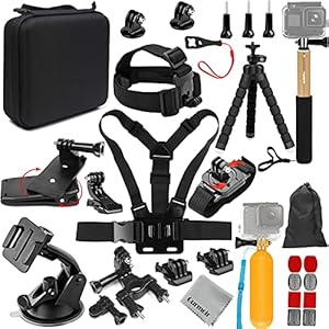 Gurmoir Zubehör Set für Actionkameras, Action Kamera Video Zubehör Kit Bündeln für GoPro Hero 11 10 9 8 7 6 5 4 3, DJI Osmo Action, Akaso Campark, Insta360, und Mehr(DT08)