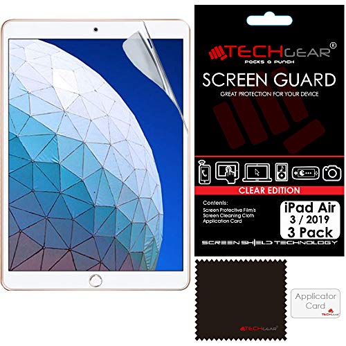 TECHGEAR [3 Pack] Screen Protector for iPad Air (2019) 10.5, CLEAR Screen Protectors Guard Covers Compatible with New 2019 Apple iPad Air 3 10.5 Inch