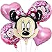 Décorations de Fête Minnie - simyron 5PCS Fournitures de Fête à Thème Mickey et Minnie, Minnie d'anniversaire Ballon en Film d'aluminium Décorations Joyeux pour Anniversaire Baby Shower