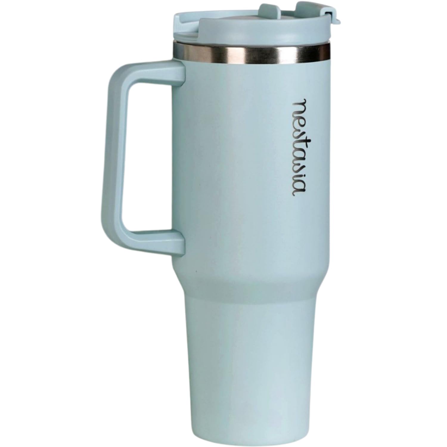Nestasia GripSip40 Tumbler with Straw & Side Handle 1.2L | Insulated Stainless Steel Sipper Water Bottle for Adults with Dual Flip Opening Sip-Swig Leakproof Lid for Office & Gym (Arctic Blue)
