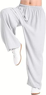 STNFBEG Unisex Tai Chi Pants Comfortable Breathable Martial Arts Pants Tai Chi Pants China Traditional Tai Chi Kung Fu Training Pants Wing Chun Shaolin Pants(Size:M,Color:Grey)